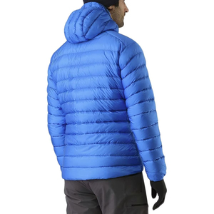 Chaqueta acolchada de poliéster informal con logotipo frontal y cuello levantado recubierto de alta calidad para hombre de talla grande con capucha a prueba de viento - Product Image 3