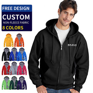 Produit Portable Sweats à capuche et sweat-shirts pour hommes 100% coton Plaine Logo personnalisé Broderie Impression Blank Full Zip Up Hoodie - Product Image 5