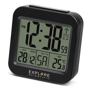 Reloj Analógico-Digital Multifunción con Control Remoto por Radio, Modelo RDC1008, Color Negro, de Explore Scientific, para Alarma y Control del Tiempo - Product Image 2