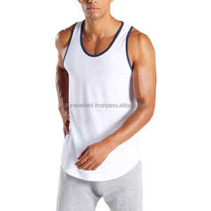 Respirant Logo personnalisé impression hommes blanc débardeur hommes plaine coton Spandex Gym Muscle musculation hommes vêtements de Fitness - Product Image 1