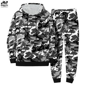 ชุดวอร์มลายพรางคุณภาพสูงสำหรับผู้ชาย ชุดวอร์มสไตล์ใหม่ รับสกรีนโลโก้ ชุดวอร์มผ้าฝ้ายฟลีซลายพรางแบบสวมหัว - Product Image 4