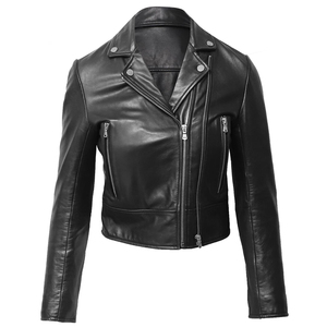 Chaqueta de cuero transpirable para uso en exteriores para mujer, novedad de 2024, chaqueta de cuero de manga larga a la moda para mujer - Product Image 1