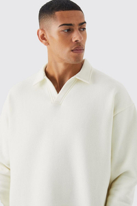 Logo personnalisé Collège Sweatshirts Nouveau Surdimensionné Col V Col Pull Épaule tombante Épaisse 500GSM Hoodies 100% Coton - Product Image 3