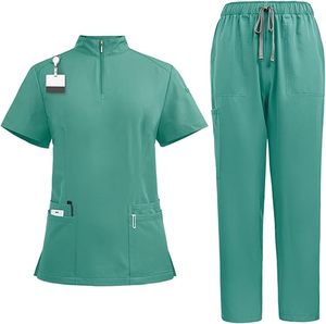 Ensemble de blouses médicales classiques de haute qualité en satin, personnalisables, extensibles, pour femmes et hommes, infirmières, uniformes en gros, logo personnalisé - Product Image 1