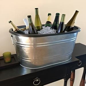 Cubo de hielo de metal de calidad superior moderno de tendencia industrial con tapa y pala para fiestas al mejor precio - Product Image 5