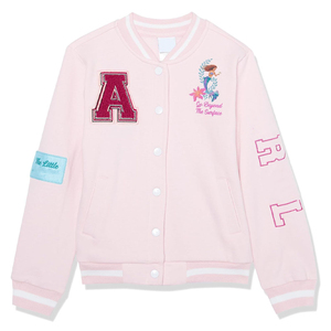 แจ็กเก็ตเลตเตอร์แมนขนสัตว์ปักด้วยกำมะหยี่เสื้อครอปสตรี - Product Image 1