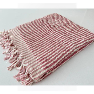 Stripe Printed Organic 100% Turkish Handloomed Cotton Square Peshtemal Hammam Toalla de baño 90x180cm 900gr Multiusos - Product Image 4