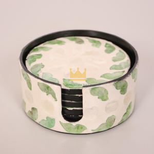 Sous-verre en céramique de rotin personnalisé avec isolation thermique incrustation de forme ronde colorée pour dessus de table et articles de cuisine en gros - Product Image 2