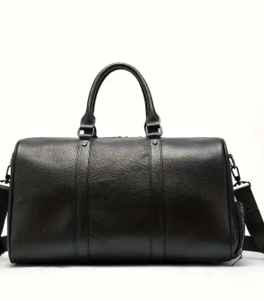 Estilo japonés negro para hombre durante la noche de cuero suave de negocios Duffel Weekender Bag Bolsas de viaje de cuero genuino - Product Image 2