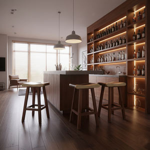 Best Price Solid Suar Wood Modern Eco-Friendly Bar <b>Stool</b> with Curved Seat Handcrafted Natural Wooden Bar <b>Chair</b> for Kitchen&Cafe - Product Image 4