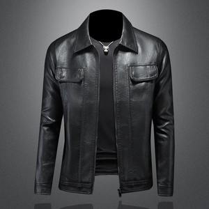 Veste en cuir pour homme taille américaine, blousons d'hiver, vestes de moto, étiquette d'hiver en cuir PU grande taille, polaire en cuir PU, vente en gros - Product Image 3