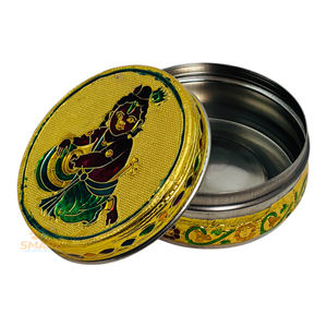 Smart Fashion Deal Acero inoxidable Chapado en oro Meenakari Dibba Rajasthan Diseño moderno religioso para regalos de decoración del hogar - Product Image 5