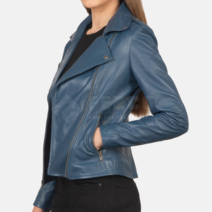 Chaqueta de Cuero Genuino para Mujer, Superventas, Moda de Invierno, Cierre Frontal con Cremallera, Logotipo, Transpirable, Secado Rápido, Material de Punto, en Oferta - Product Image 4