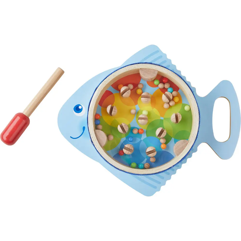 1 개의 드럼 리듬 스틱 & maraca에 있는 나무로 되는 음악 Drumfish 3 Percussion Instruments Brightly Colored for Ages 2 +