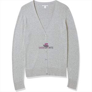 Pull Cardigan Femme Léger Col V Gris Clair Chiné Petit pour une tenue décontractée - Product Image 1