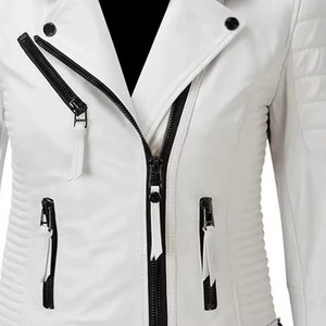 Veste en cuir véritable pour femmes d'appel classique qui se marie parfaitement avec chaque tenue tout en vous gardant au chaud et axé sur la tendance - Product Image 2