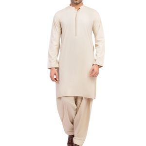 Traje Tradicional Pakistaní Shalwar Kameez Beige para Hombre, Kurta Pajama de Diseñador en Tela de Algodón de Alta Calidad, Ropa Étnica para Hombre - Product Image 1