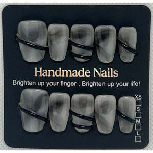Large Marble and Cable Artificial Fingernails - Product Image 1