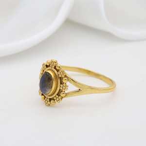 Anillo de Latón chapado en oro a la moda al por mayor, piedra preciosa labradorita, joyería de diseñador de flores a la moda, compromiso de aniversario para mujer - Product Image 3