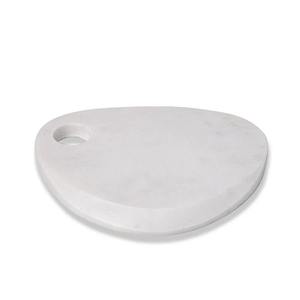 Tabla de cortar de mármol blanco completo en forma elegante Bandeja de corte de diseñador elegante para preparación de alimentos de cocina y uso de mesa moderno - Product Image 5