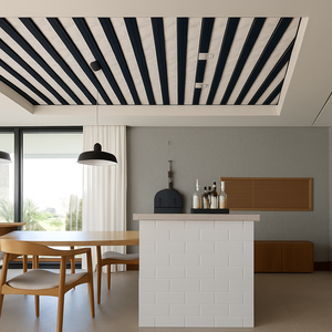 แผงฝ้าเพดานพีวีซีกันน้ำกันเสียงแบบทันสมัยกันไฟสำหรับห้องครัวห้องนั่งเล่นบ้านสำนักงานโรงพยาบาลห้องนอน - Product Image 1