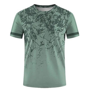 T-shirt pour homme, design personnalisé, impression par transfert thermique, tissu 100% polyester/coton tissé, col rond, manches courtes, séchage rapide - Product Image 1