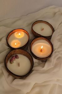 Velas de cáscara de coco ecológicas hechas a mano para decoración del hogar y regalo de Navidad acabado brillante 2025 - Product Image 5