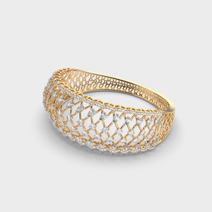 กำไลข้อมือดีไซน์ลายตารางเพชรทรงลูกแพร์และทรงกลม ได้รับการรับรองจาก IGI ทำจากทองคำ 18K สีเหลือง / ขาว / ชมพู - Product Image 3