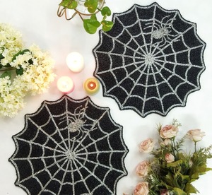 Manteles Individuales de Lujo de Pasto Marino Azul Sólido, Bordados, Antibacterianos, Ecológicos, Personalizables para Bodas, con Costura de Hilo Blanco - Product Image 2