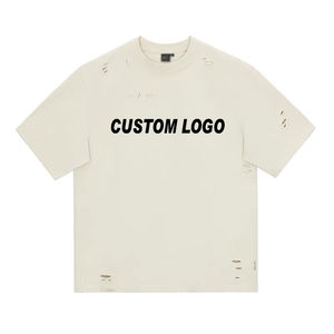 Camiseta desgastada Venta al por mayor Último diseño Camisetas de algodón Precio barato Camiseta vintage OEM personalizada - Product Image 1