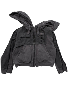 Sweats à capuche personnalisés de haute qualité à fermeture éclair et manches longues avec fermeture éclair délavée et superposées pour hommes - Product Image 3