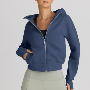Winter Wear Zipper-up Short Hoodies Custom Women casual,streetwear,Drop Shoulder, figuras, transpirable, Eco-friendly,hoodies,Knitted - Product Image 4