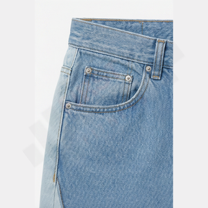 Jeans en denim stretch 100% coton pour homme Coupe droite Lavé Bouton Design personnalisé Pantalons tendance Vente en gros en vrac - Product Image 5