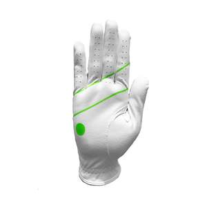 Guantes de Golf Junior Premium Transpirables Antideslizantes Verdes con Ribete Blanco Diseño de Logotipo Personalizado Cuero Genuino Deportes Unisex - Product Image 2