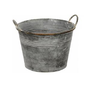 Pot de fleurs galvanisé pour noël, Pot de ferme en métal galvanisé, baignoire ovale rustique pour la maison - Product Image 2