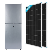 OEM DC Réfrigérateur à énergie solaire 24V 12V Réfrigérateur vertical à double porte Congélateur en haut avec panneau solaire 12/24/48V 100/200/300L pour la maison