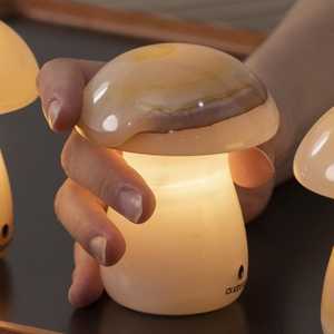 Lámpara de Noche de Piedra Natural Tallada a Mano con Forma de Hongo Ónix, Lámpara de Noche Recargable Inalámbrica, Decoración Única para el Hogar - Product Image 4