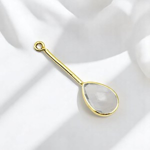 Forme de poire 28x9mm cristal à facettes Quartz pierres précieuses bricolage boucles d'oreilles breloques plaqué or lunette ensemble fournitures de fabrication de bijoux - Product Image 1