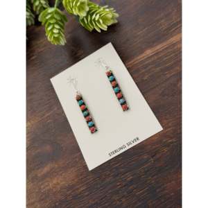 Pendientes Colgantes Esther Blancos con Múltiples Piedras y Coral en Plata de Ley para Regalo - Product Image 4