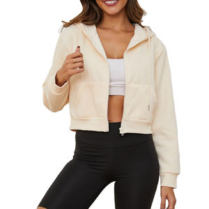 Haut de gamme, design élégant, vêtements tendance, légers et confortables, imprimés, coupe courte, col roulé, fermeture éclair, sweats à capuche courts pour femme - Product Image 1