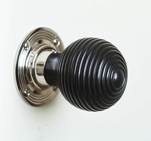 Modern Solid Ebony & Nickel Beehive Door Knobs Wood Material for Hotels for <b>Wardrobe</b> <b>Drawer</b> Dresser Cabinet - Product Image 1