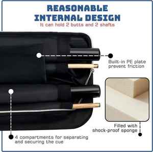 <b>Billiard</b> Stick Carrying Case 4x5 Pool <b>Cue</b> Case Soft Pool Stick Bag with Large Front Accessories Pockets and Shoulder Strap - Product Image 2