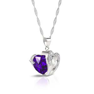 Collar con Colgante de Plata de Ley con Corte de Corazón Jeulia, con Diamante y Circonita en Oro Rosa - Product Image 2