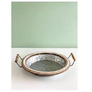 ชุดถาดเสิร์ฟอาหารโลหะสำเร็จรูปแบบโบราณ2ชิ้นเป็นมิตรต่อสิ่งแวดล้อมทำด้วยมือชุบสังกะสีสำหรับใช้ในบ้านเสิร์ฟของหวาน - Product Image 4