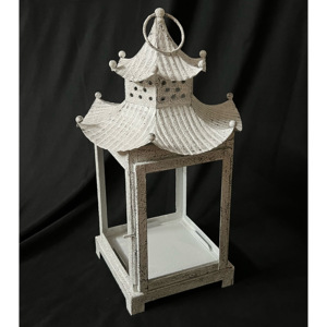 Handmade Modern Metal Candle Holder <b>Lantern</b> Elegant Unique White Patina Clear Glass <b>Christmas</b> Wedding Decorations Home Use - Product Image 2