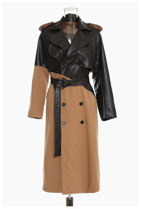 Trench-coat élégant ceinturé en cuir pour femme avec col à revers et doublure douce pour l'hiver, l'automne et les tenues formelles - Product Image 4