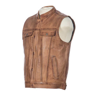 Chaleco de cuero a precio de fábrica para hombre 2025 nueva moda personalizar Chaleco de cuero para hombre - Product Image 5