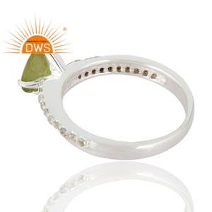Última tendencia plata esterlina Topacio blanco Natural y peridoto piedra preciosa solitario anillo joyería personalizada para mujer regalo para ella - Product Image 3