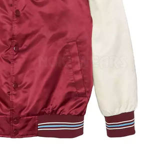 Veste d'hiver Letterman en satin à boutons couverts pour hommes veste Letterman en satin de marque privée coupe ample - Product Image 4