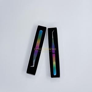 Pinzas para Extensión de Pestañas de Acero Inoxidable Getup Brosons Impex, Aislamiento de 45 Grados, Punta de 90 Grados, Recubrimiento en Polvo Multicolor - Product Image 2